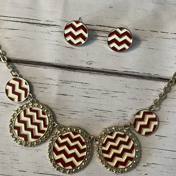 Necklace and earring set. Red and white - Picture 2 of 6